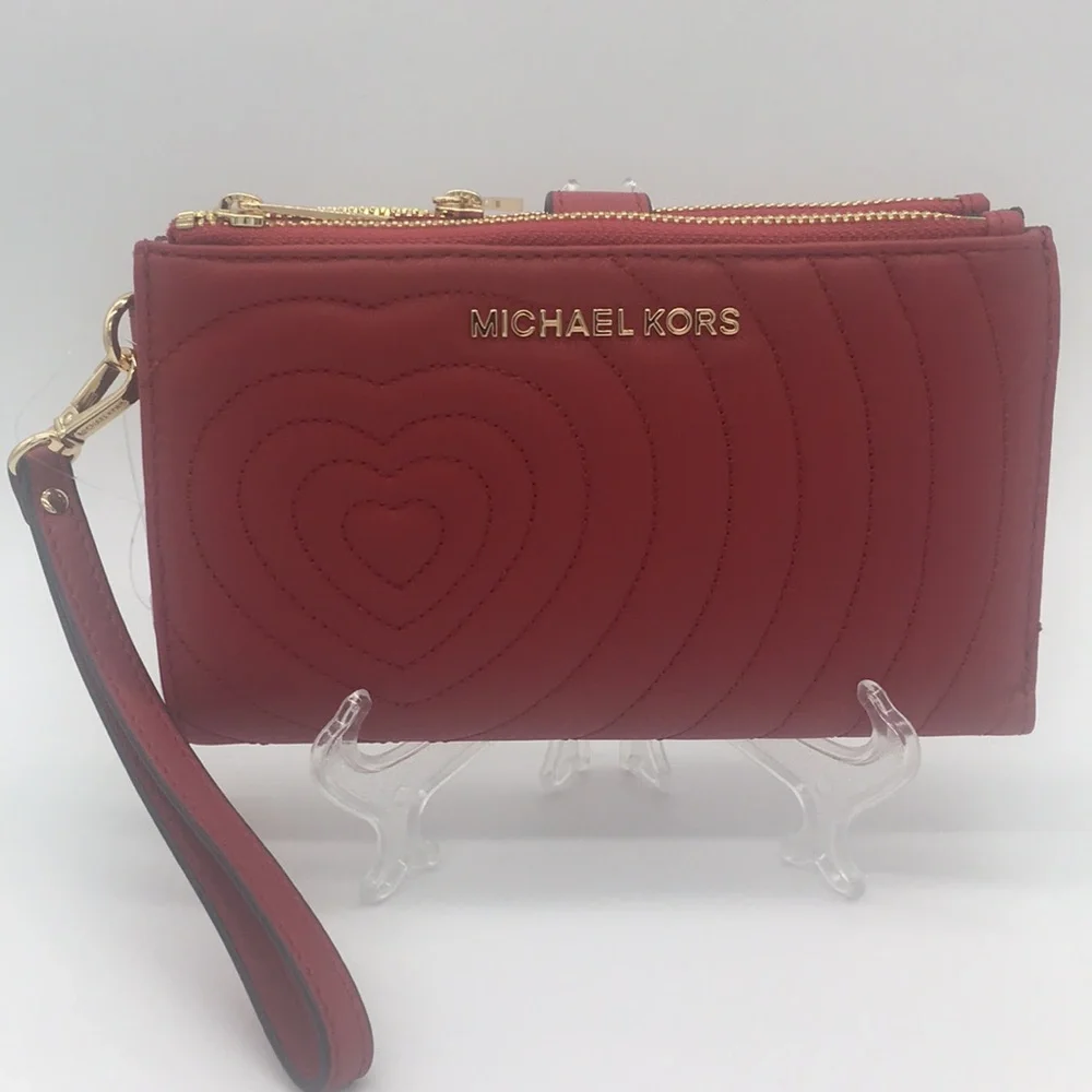 Michael Kors Peyton LG Double Zip Wristlet scarlet
